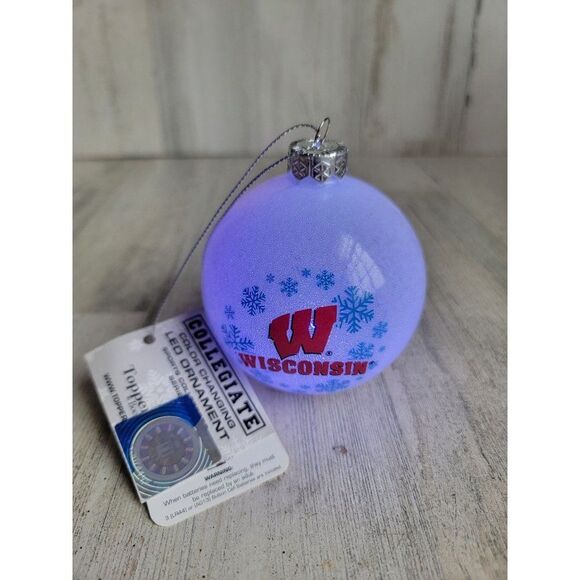 Wisconsin light up snow globe Sports Snowflake ornament Xmas topper - Picture 2 of 7
